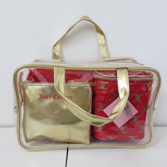 5pc {Juicy Couture} Nested Travel Cosmetic Bags Set - Picture 2 of 9